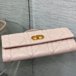 MISS CARO TOP HANDLE POUCH 24 IN PALE PINK MACROCANNAGE LAMBSKIN