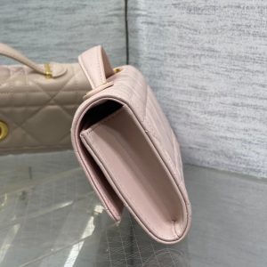 MISS CARO TOP HANDLE POUCH 24 IN PALE PINK MACROCANNAGE LAMBSKIN