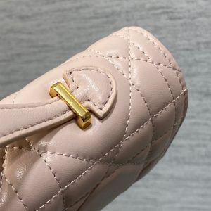 MISS CARO TOP HANDLE POUCH 24 IN PALE PINK MACROCANNAGE LAMBSKIN