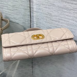 MISS CARO TOP HANDLE POUCH 24 IN BISQUE BEIGE MACROCANNAGE LAMBSKIN