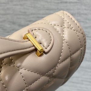 MISS CARO TOP HANDLE POUCH 24 IN BISQUE BEIGE MACROCANNAGE LAMBSKIN