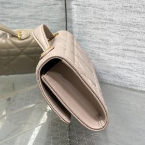 MISS CARO TOP HANDLE POUCH 24 IN BISQUE BEIGE MACROCANNAGE LAMBSKIN