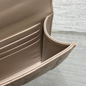 MISS CARO TOP HANDLE POUCH 24 IN BISQUE BEIGE MACROCANNAGE LAMBSKIN