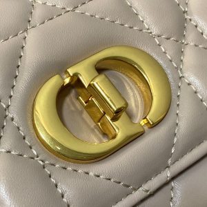 MISS CARO TOP HANDLE POUCH 24 IN BISQUE BEIGE MACROCANNAGE LAMBSKIN