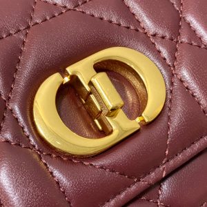 MISS CARO TOP HANDLE POUCH 24 IN TERRACOTTA RED MACROCANNAGE LAMBSKIN