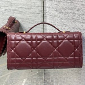 MISS CARO TOP HANDLE POUCH 24 IN TERRACOTTA RED MACROCANNAGE LAMBSKIN