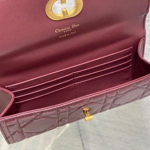 MISS CARO TOP HANDLE POUCH 24 IN TERRACOTTA RED MACROCANNAGE LAMBSKIN