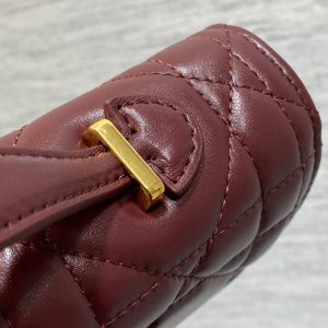 MISS CARO TOP HANDLE POUCH 24 IN TERRACOTTA RED MACROCANNAGE LAMBSKIN