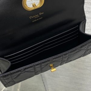 MISS CARO TOP HANDLE POUCH 24 IN BLACK MACROCANNAGE LAMBSKIN