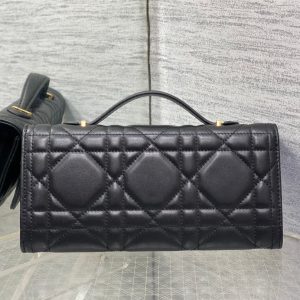 MISS CARO TOP HANDLE POUCH 24 IN BLACK MACROCANNAGE LAMBSKIN