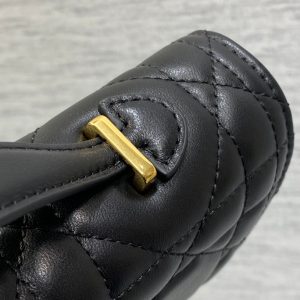 MISS CARO TOP HANDLE POUCH 24 IN BLACK MACROCANNAGE LAMBSKIN