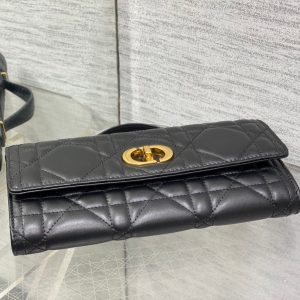 MISS CARO TOP HANDLE POUCH 24 IN BLACK MACROCANNAGE LAMBSKIN