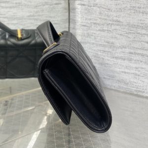 MISS CARO TOP HANDLE POUCH 24 IN BLACK MACROCANNAGE LAMBSKIN