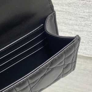 MISS CARO TOP HANDLE POUCH 24 IN BLACK MACROCANNAGE LAMBSKIN