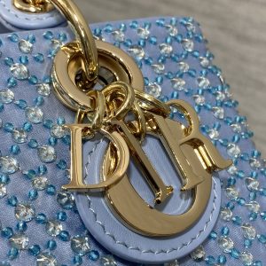 SMALL 16 LADY D-JOY BAG  IN POWDER BLUE CANNAGE LAMBSKIN WITH EMBROIDERED BEADWORK  BEADWORK