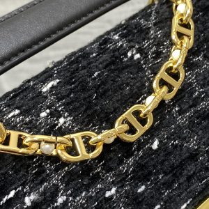 SMALL 22 JOLIE TOP HANDLE BAG IN BLACK MIX WHITE CANNAGE TWEED