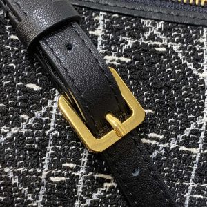 STAR HOBO 28 BAG WITH CHAIN BLACK MIX WHITE CANNAGE TWEED WITH GOLD HARDWARE