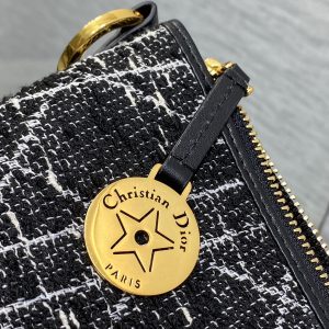 STAR HOBO 28 BAG WITH CHAIN BLACK MIX WHITE CANNAGE TWEED WITH GOLD HARDWARE