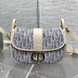 CD Montaigne classic monogram 25 blue white canvas jacquard