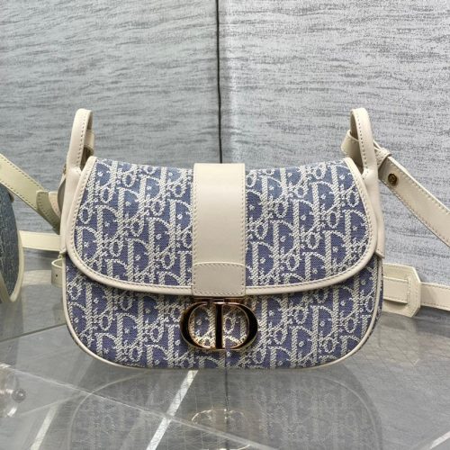 CD Montaigne classic monogram 25 blue white canvas jacquard