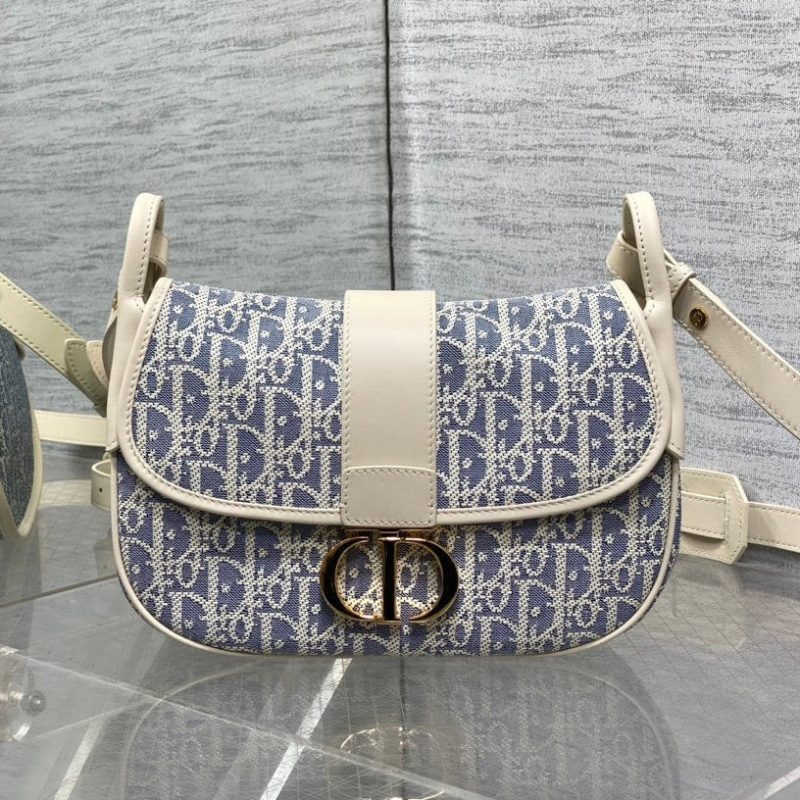 CD Montaigne classic monogram 25 blue white canvas jacquard