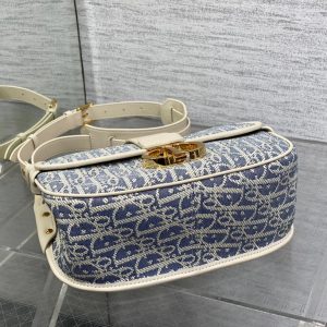 CD Montaigne classic monogram 25 blue white canvas jacquard