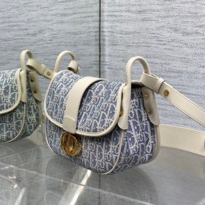 CD Montaigne classic monogram 25 blue white canvas jacquard