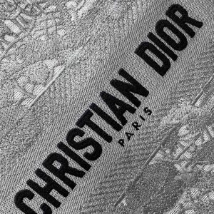 CD Small Dior Book Tote Scotland’s National Flower Pattern Grey Cotton