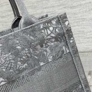 CD Small Dior Book Tote Scotland’s National Flower Pattern Grey Cotton