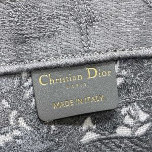 CD Small Dior Book Tote Scotland’s National Flower Pattern Grey Cotton