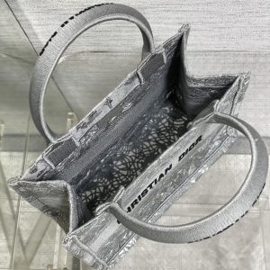 CD Small Dior Book Tote Scotland’s National Flower Pattern Grey Cotton