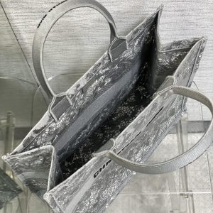 CD Large Dior Book Tote Scotland’s National Flower Pattern Grey Cotton