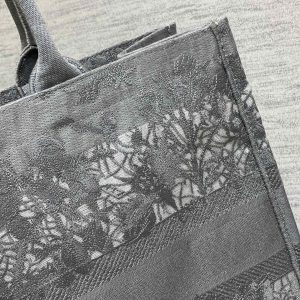 CD Large Dior Book Tote Scotland’s National Flower Pattern Grey Cotton
