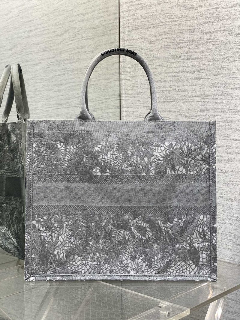 CD Large Dior Book Tote Scotland’s National Flower Pattern Grey Cotton