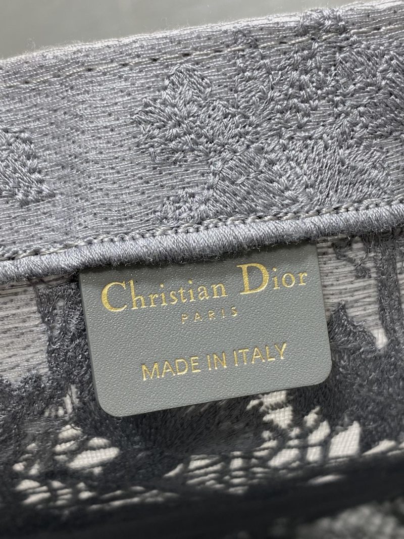 CD Large Dior Book Tote Scotland’s National Flower Pattern Grey Cotton