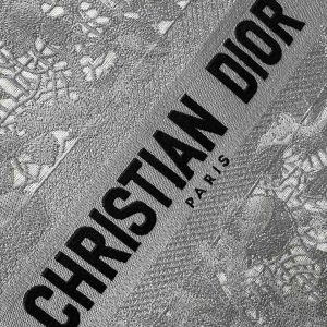 CD Large Dior Book Tote Scotland’s National Flower Pattern Grey Cotton