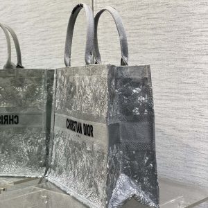 CD Large Dior Book Tote Scotland’s National Flower Pattern Grey Cotton