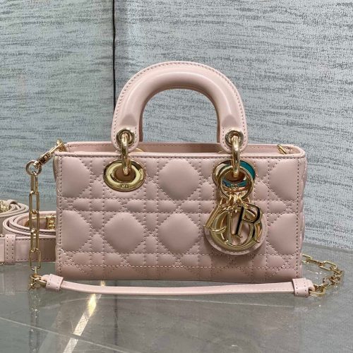Dior 2026 Micro Lady D-Joy Bag 19cm Powder Pink Cannage Lambskin
