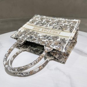 CD Book Tote 26.5 Beige White Canvas