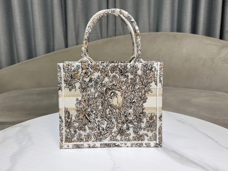 CD Book Tote 26.5 Beige White Canvas