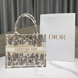 CD Book Tote 26.5 Beige White Canvas