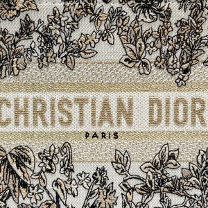 CD Book Tote 26.5 Beige White Canvas