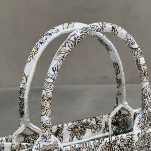 CD Book Tote 26.5 Beige White Canvas