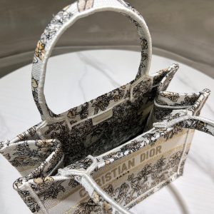 CD Book Tote 26.5 Beige White Canvas