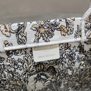 CD Book Tote 26.5 Beige White Canvas