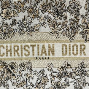 CD Book Tote 36.5 Beige White Canvas