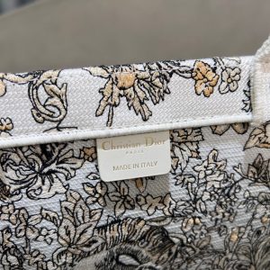 CD Book Tote 36.5 Beige White Canvas