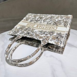 CD Book Tote 36.5 Beige White Canvas