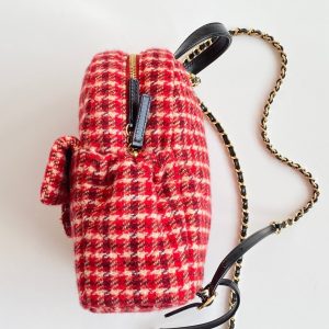 CC Houndstooth Backpack 28 Red Wool Tweed