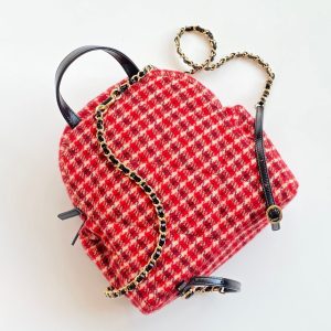 CC Houndstooth Backpack 28 Red Wool Tweed